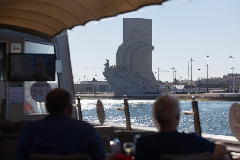 Admiring the Monument to the Discoveries from the boat